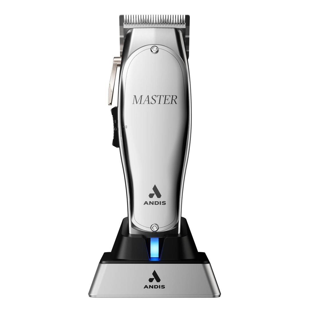 Andis 12660 Professional Master Corded/Cordless Hair Clipper, Adjustable Carbon Steel Blade Hair Clipper for Close Cutting, Silver