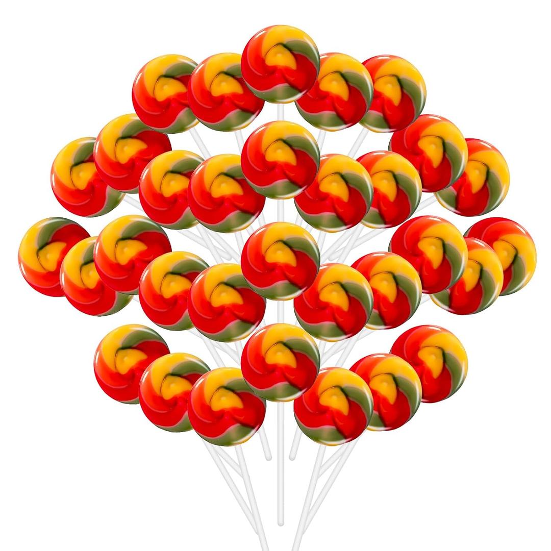 64 Pack Rainbow Candy Lollipops Without Dyes and Artificial Colors, Individually Wrapped Lollipops Sucker Bulk, Swirl Lollipop Candies, Candy Buffet, Gluten Free, Easter Snacks