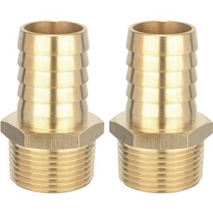 Brass Hose Barb Fittings 1-1/4" Barb x 1" NPT Male Thread Metals Adapter Connector for Water Fuel Air (2 Packs)