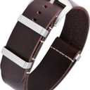 BINLUN Leather Watch Band Crazy Horse Oiled Leather Watch Straps 18mm 19mm 20mm 21mm 22mm 24mm Replacement One-Piece Watchbands for Men and Women Silver & Black Buckle