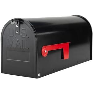 RAINHOL Black Metal Mailboxes for Outside Post Mount, Standard Mail Box, Galvanized Steel Heavy Duty Mailbox, Medium Capacity, 19 x 8.7 x 6.7 inches