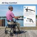 Drive Medical Aluminum Rollator Walker - Fold Up & Removable Back Support - Padded Seat - 6 Inch Wheels - Lightweight Portable Design - Indoor Outdoor Mobility Aid - Black