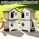 Outdoor Cat House with Insulated Liner, Weatherproof for Feral Multi Cat, 2 Story Plastic Elevated Cat Shelter with Escape Door, Scratching Post, Stainless Steel Bowl, Grey 21.5" D x 21" W x 34" H