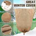 Windyun 5 Pcs Winter Burlap Plant Covers Reusable Warm Burlap Bags with Drawstring Large Size Freeze Protection Bags for Outdoor Plants Frost Blankets for Trees Garden Cold Weather (31.5 x 47.2'')