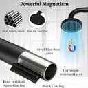 2 Pack Magnetic Curtain Rod for Metal Door, Adjustable 16 to 30 Inch, 1/2 Inch Diameter, French Door Magnetic Curtain Rods with Hooks (Black)