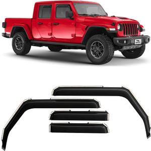 Voron Glass in-Channel Extra Durable Rain Guards for Jeep Gladiator 2020-2025, Window Deflectors, Vent Window Visors, 4 Pieces - 200292
