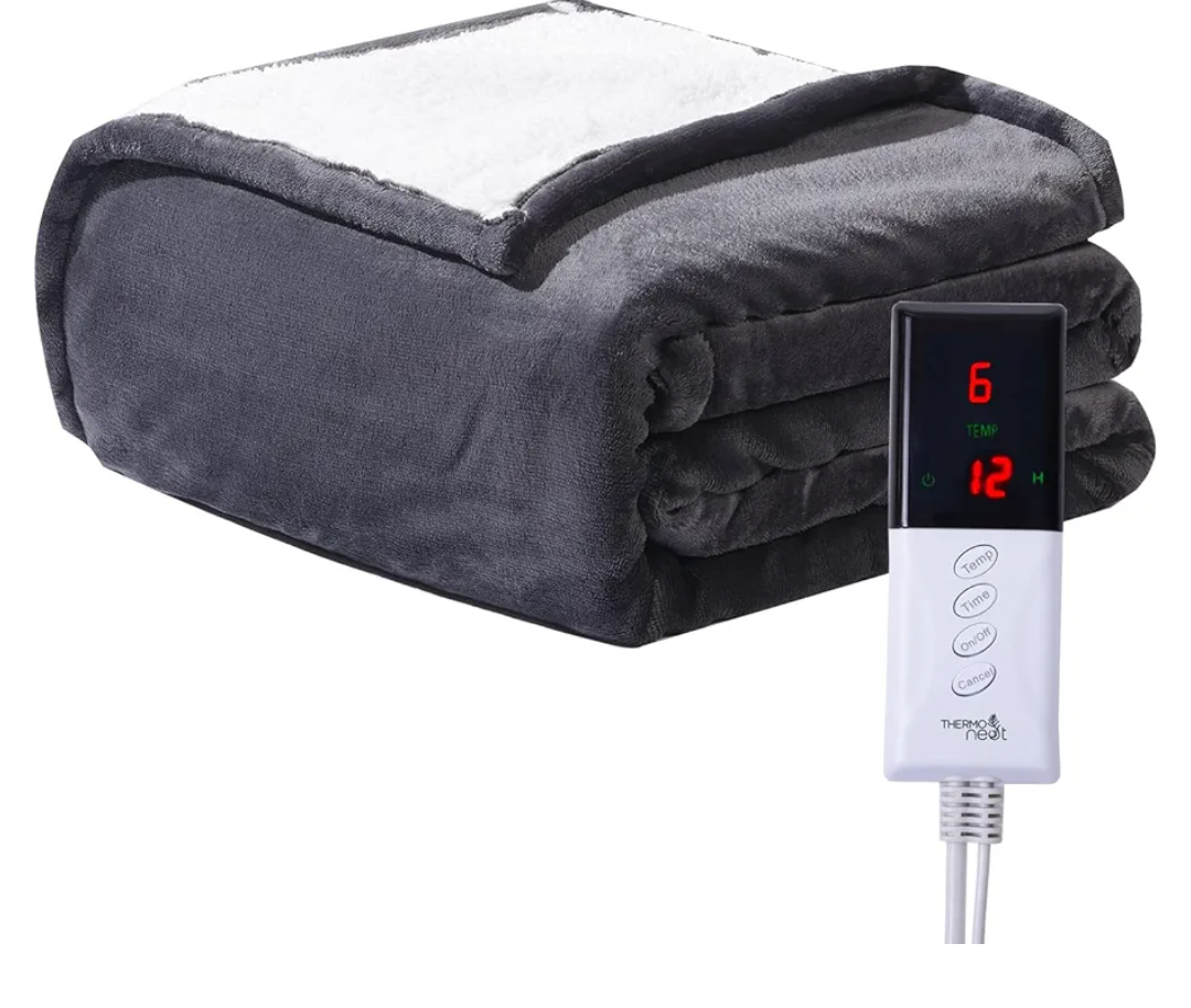 Bedsure Electric Blanket Twin  Soft Flannel Heated Blanket Twin Size, GentleSoft Fast Heating with 10 Time Settings & 6 Heat Settings, Warm Gift for Grandma (62x84 inches, Grey)