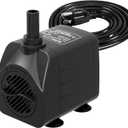 200GPH Submersible Water Pump(750L/H,16W),Ultra Quiet Fountain Pump with 5.2ft. High Lift,Pond Pump for Fish Tank, Pond, Aquarium, Statuary, Hydroponics.
