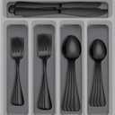 60-Piece Black Silverware Set with Organizer, AIVIKI Stainless Steel Flatware for 12, Cutlery Utensil Set for Home Restaurant, Tableware Includes Knife Fork Spoon Set, Mirror Polished