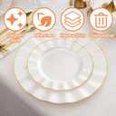 175PCS Gold and White Plastic Dinnerware Set, Plastic Party Plates for 25 Guests, 50 Disposable Plates, 25 Heavy Duty Silverware, 25 Cups, 25 Napkins for Party and Wedding