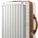 LUGGEX Carry On Luggage 22x14x9 Airline Approved, PC Expandable Hard Shell Suitcases with Spinner Wheels, 20 Inch, White Brown