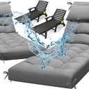 Waterproof Lounge Chair Cushion Set of 2, Outdoor Fade Resistant Chaise Lounger Replacement Cushions with 6 Ties, Thickened Memory Foam Pool Lounge Chair Cushions, 76 x 22 x 4.7 Inches, Gray6#, 2 Pack
