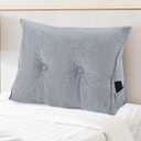 Wenqik Wedge Pillow Small Triangular Headboard Bed Reading Backrest Back Support Long Pillow with Removable Cover for Dorm Room Supplies Housewarming Gift(Gray) (Small (24 x 20 x 8 Inch))