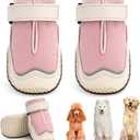 Hcpet Dog Boots for Large Dogs, Dog Shoes for Hot Pavement Winter Snow, Paw Protector Dog Booties Designed for Comfort and Breathability, Outdoor Booties for Dogs for Hiking Pink Size 5