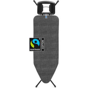 Brabantia XL Comfort Ironing Board with Solid Steam Iron Rest | Large (Size C) | Fairtrade Denim Black Cover | Adjustable Height (27-38"), Easy Fold, Anti-Collapse Lock, Non-Slip Feet