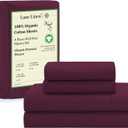 LANE LINEN 100% Organic Cotton Eco Friendly Full Size Bed Sheets, Mercerized Fully Elasticized Cotton Sheets Full, Percale Weave Soft & Comfy Comes in Variety of Colors- Windsor Wine