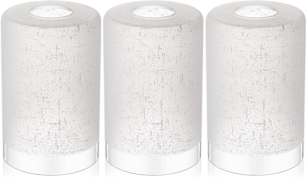 Teenyyou 3 Pcs White Linen Frosted Glass Shade Replacements for Pendant Light Fixtures Glass Lamp Shade Cover, 1-5/8 Inch Fitter E26 Base, 4"w x 6"h, Replacement Lamp Globe for Chandelier Wall Sconce