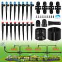 95.5FT Drip Irrigation System Kits - Automatic Garden Watering Sprinkler with 1/2 & 1/4 inch Tubing Hose Patio Misting Plant Irrigation Water Equipment Quick Connector for Greenhouse Flower Beds Lawn