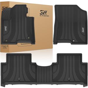3W Floor Mats for Kia Sorento 2025 2024 2023 2022 2021 (Only for Hybrid) All Weather Protection TPE Anti-Slip Automotive Full Set Floor Liners Custom Accessories - Black
