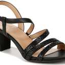 Naturalizer Womens Bridget4 Strappy Block Heel Dress Sandal Black Sparkle 9 M