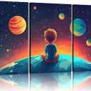 3Pcs Space Boy Canvas Wall Art Cute Inspirational Space Fantasy Wall decor, 16inx24in canvas
