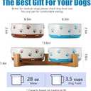 YUN TAO 3.5 Cups Pet Bowls Set of 2 for Medium Dogs,Ceramic Pet Food Water Dish Feeding with Wooden Stand,Cute Puppy Pet Dishes,Includes Non-Slip Silicone Mat
