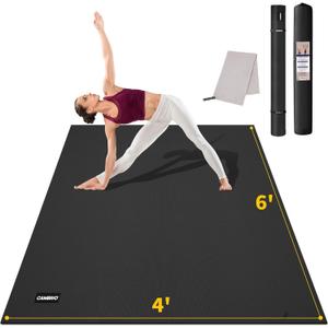 CAMBIVO Yoga Mat for Women and Men, Extra Long and Wide Exercise Mat(72"x48"/84"x30"), Large Non Slip Workout Mat for Yoga, Pilates, Fitness, Barefoot Workouts, Home Gym Studio (Black)