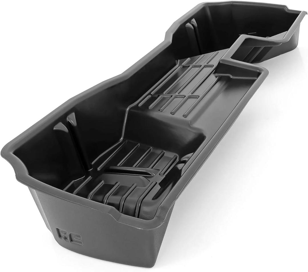 Rough Country Under Seat Storage Box for Chevy Silverado & GMC Sierra 1500/2500HD/3500HD (20072019) Double Cab - Custom-Fit Underseat Organizer Tray with Anti-Skid Thermoplastic Design