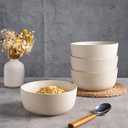 AmorArc Stoneware Cereal Bowls Set of 6, 26oz Soup Bowls Set for Cereal Soup Snacks, Modern Kitchen bowls for Meal, Dishwasher &Microwave Safe, Matte Ivory