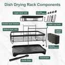 LIYI Dish Drying Rack,Large Dish Rack for Kitchen Counter,2-Tier Dish Racks with draining Tray,Detachable Capacity Dish Drainer Organizer,Black