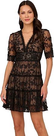 Adrianna Papell Apparel Women's VALE Dress Black, Size 14