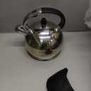 SUSTEAS Stove Top Whistling Tea Kettle - Food Grade Stainless Steel Teakettle Teapot with Cool Touch Ergonomic Handle, With 1 Silicone Pinch Mitt Included, 2.64 Quart (SILVER)