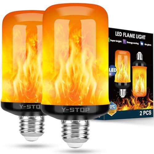 Y- STOP Upgraded LED Flame Light Bulbs, 4 Modes Flickering Light Bulb Outdoor with Upside Down Effect, E26 Base Flame Bulb for Christmas Decorations Outdoor, Halloween Lights, Party Decor (2 Pack) - Amazon.com