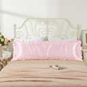 HommxJF Blush Pink Satin Pillowcases Body Pillow for Hair and Skin,Blush Pink Body Pillow Silk Pillowcase with Envelope Closure Princess Room Decoration, Body (20x54)
