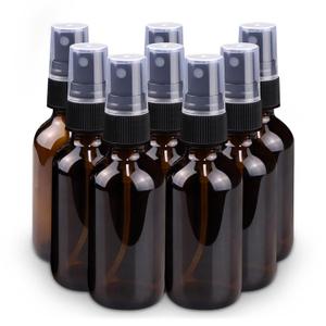 Wedama Spray Bottle, 2 oz Fine Mist Glass Spray Bottles, Little Refillable Liquid Containers for Watering Flowers Cleaning (8 Pack, Amber)