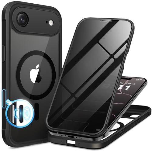 BERFY for iPhone Air Case, Compatible with MagSafe, Built-in Privacy Screen Protector and Camera Protection, Anti-Spy Full Body Shockproof Clear Phone Case for 17 Air 6.5", Black