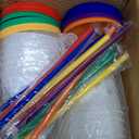 12 pcs Halloween Cups with Lid Reusable 16 Oz Plastic DIY Color Your Own Tumbler with Lid and Straw & 12 Color Watercolor Pens for Themed Party Birthday Classroom Exchange Gift