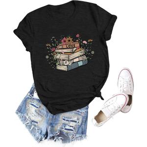 Teacher Shirts for Women Funny Cute Outfit Graphic Shirt Short Sleeve Casual Letter Printed Tee Tops, L