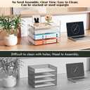 StorBin 4 Trays Paper Organizer Letter Tray, Acrylic Stackable Desk File Organizer, Clear Office Desk Organizer for File Paper, Ipad, Letter, A4 Office File, Books, Notes