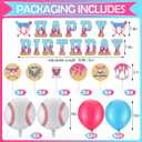 80 Pcs Ice Cream Drip Baseball Birthday Party Decorations Set Includes Baseball Ice Cream Theme Banner Latex Balloons Foil Balloons Cupcake Topper Sports Birthday Party Supplies