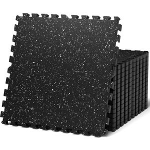 AIRHOP 0.79in Thick 48 Sq Ft Exercise Equipment Mats, 12 Tiles Upgraded Rubber Top with High Density EVA Foam, Large Interlocking Puzzle Gym Flooring for Home Gym, Heavy Weight Workout,Color: Black/White