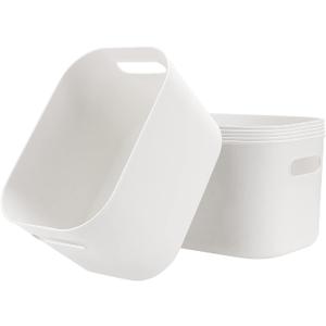 JOIKIT 6 Pack White Storage Bins with Handles, 10 x 7 x 6.3 Inch White Bathroom Kitchen Organizer Bin, Plastic Vanity Storage Bins Container Under Bed Sink for Hand Soap, Towels, Bath Balls