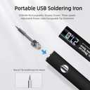 USB Rechargeable 650mAh Cordless Soldering Pen, Universal Threaded Soldering Iron with Adjustable Voltage & LED Display, Portable Soldering Kit for Home Appliance Repair (Black)