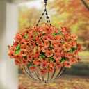 Artificial Mums for Outdoor Fall Decor Fall Flowers, 12 Bundles Fake Mums Artificial Flowers Fall Decorations for Home, Fake Plants for Outdoor Planters UV Resistant for Porch Yard Outside (Orange)