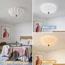 Large 17.7in Milk Glass Ceiling Light Flush Mount Flower 3-Light