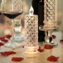 SupBri Rose Shadow LED Flameless Candles, 4PCS Romantic Battery Operated Candles Led Pillar Candles for Valentines Proposal Anniversary Wedding Christmas Decorations(White, D 2.5" x H 7.2")