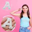 36 Pieces Iron on Letter A-Z 0-9 White Pearl Rhinestone Chenille Letter Patches Iron on Glitter Alphabet Number Bling Patches Decorative Repair Patches for Fabric Shirts Crafts Clothing DIY Decor