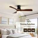 42 Inch Ceiling Fans with Lights and Remote, Low Profile Ceiling Fan,Black and Brown Grain Indoor Ceiling Fan with Quiet Reversible DC Motor,6 Wind Speeds,Chandelier Ceiling Fan For Bedroom, Medium