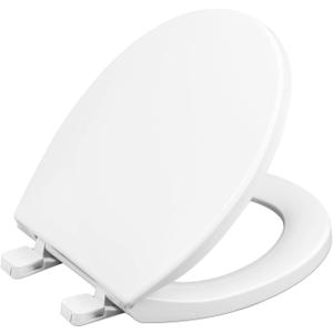 Toilet seat Round with Slow Close Hinges, Four Bumpers, Two Sets of Parts, White Toilet seat Round, Slow Close, Never Loosen and Easily Remove, Plastic, White