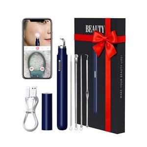 Visual Blackhead Remover Tools with Camera,Pimple Popper Extractor Tool Kit with Camera 20X 1080P Pore Cleaner Acne Comedone Whitehead Extractor Kit for iPhone/Android (Blue)